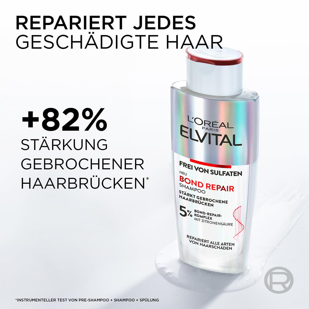 L'Oréal Paris Elvital Bond Repair Shampoo, Jemný čisticí prostředek pro obnovu vlasů L'Oréal sprchový kout a koupel
