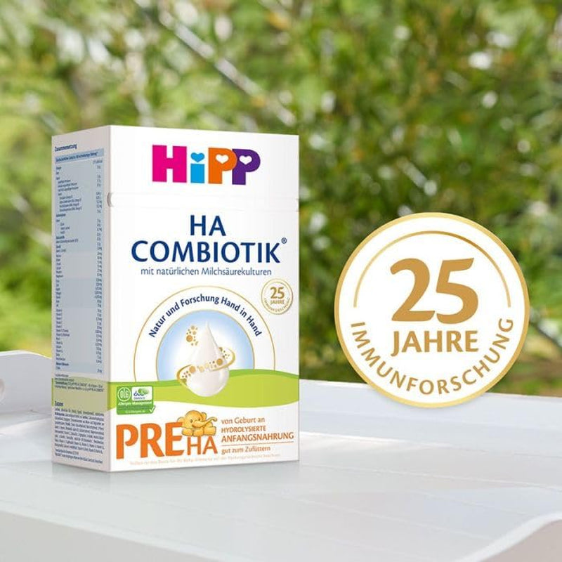 HiPP PRE HA Combiotik (4 x 600 g), hydrolyzované sušené mléko pro kojence od narození, s přírodními mléčnými kulturami, pro citlivý imunitní systém