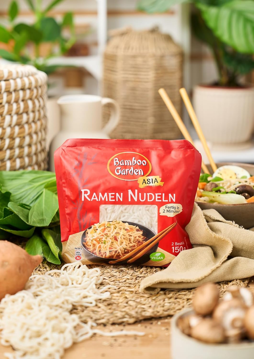 Bambusová zahrada - Předvařené nudle Ramen | Připraveno za 2 minuty | Vegani | 300 g v sáčku