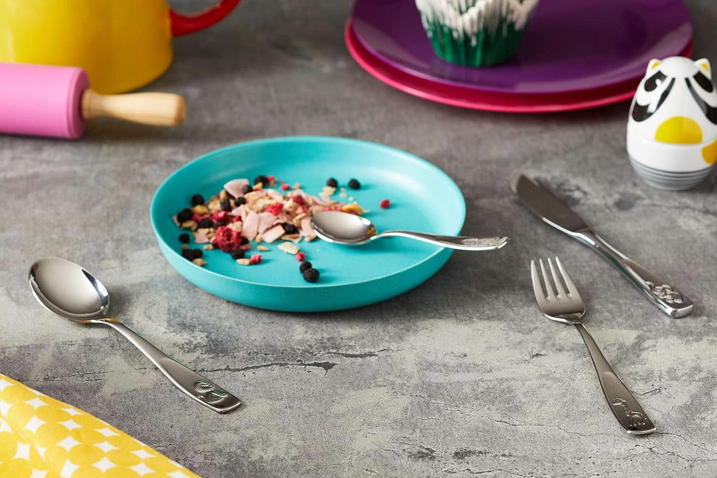 WMF Animals sada nerezových příborů pro děti, 4 kusy, leštěná Cromargan Kitchen Naty Shop