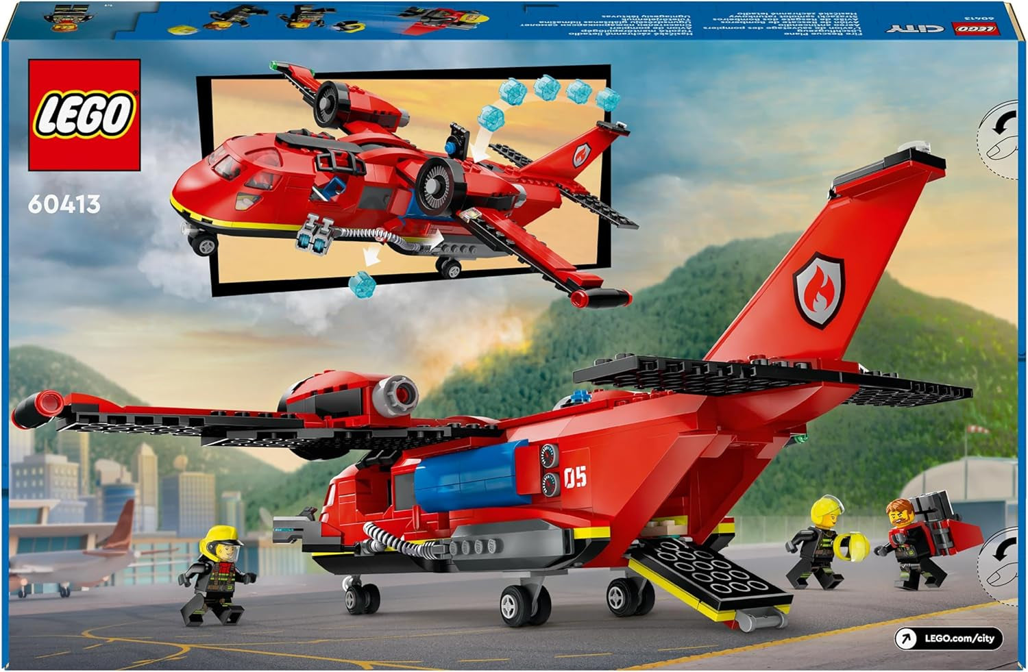LEGO City Hasičské letadlo, dětská hračka sada hasičského letadla, stavebnice se 3 figurkami hasičů a ohnivou dekorací, skvělý tip na dárek pro chlapce a dívky od 6 let 60413 Stavebnice Besuche den LEGO-Store