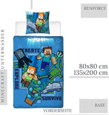 Minecraft Povlečení Kinderbettwäsche Jugendbettwäsche 135X200 · Unterwasserwelt · Wende Motiv · Kissenbezug 80X80 + Bettbezug 135X200 Cm · 100% Baumwolle · Deutsche Größe Naty Shop