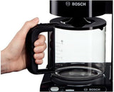 Espresso Bosch Styline TKA8013 s filtrem, senzor aroma, skleněná karafa na konzervaci aroma 1,25 l, 10-15 šálků, automatické vypnutí, systém odvápnění, systém proti odkapávání, otočný držák filtru, 1160 W, černá