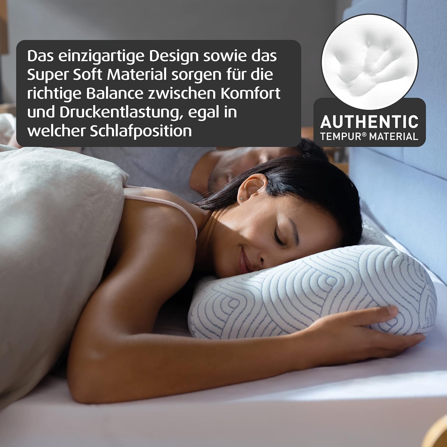 TEMPUR EASE polštář na spaní z paměťové pěny, ergonomický polštář na podporu krku pro jakoukoli polohu spánku, pevná podpora, 50 x 31 x 10/5 cm, bílé standardní polštáře Naty Shop
