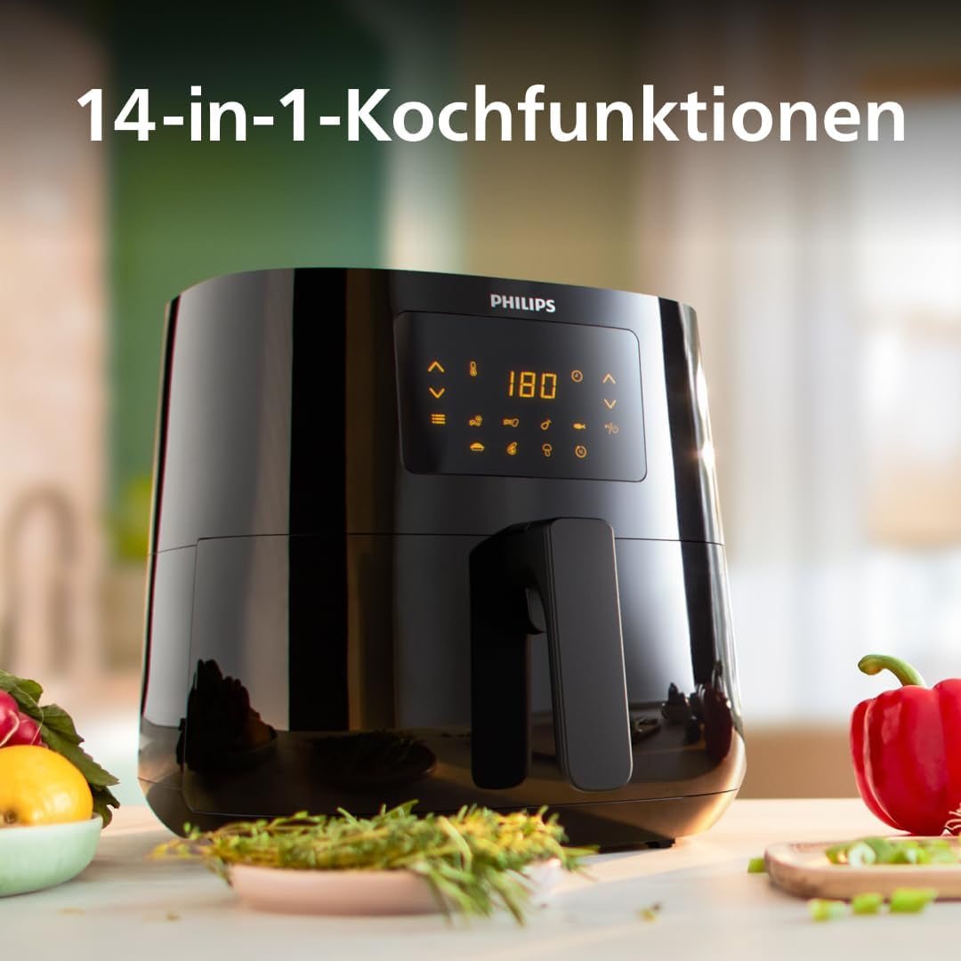 Philips 3000Er Airfryer XL – technologie Rapid Air, smažení až o 90 % méně tuku, kapacita 1,2 kg, 6,2 litrů, dotykový displej Spotřebiče Naty Shop
