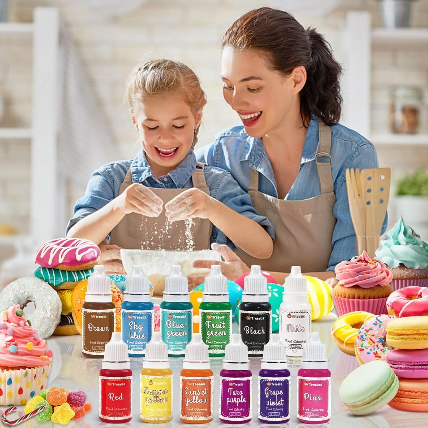Sada 12 ks tekutých potravinářských barviv, 10 ml Naty Shop