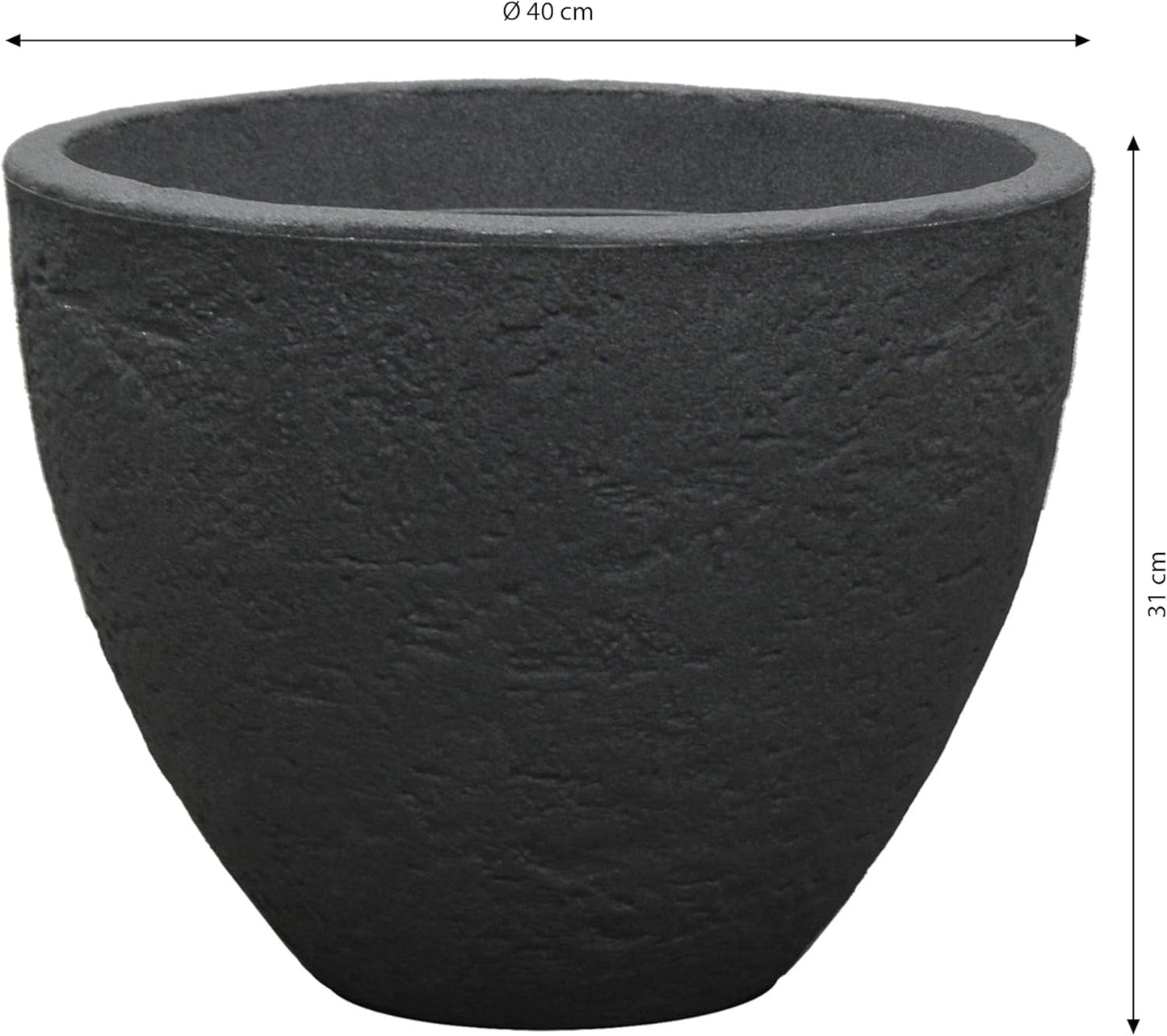 Dehner Stone hrnec, Ø 40 cm, výška cca. 31 cm, plast, antracit
