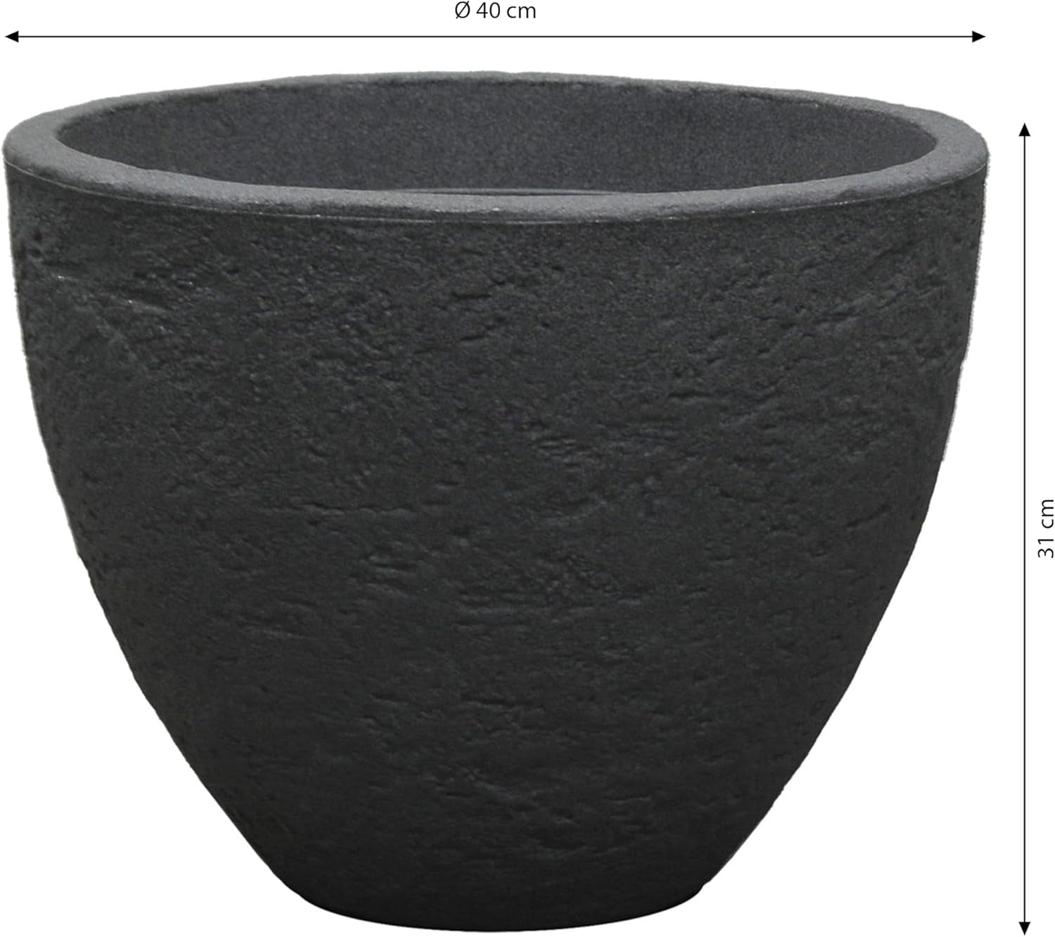 Dehner Stone hrnec, Ø 40 cm, výška cca. 31 cm, plast, antracit