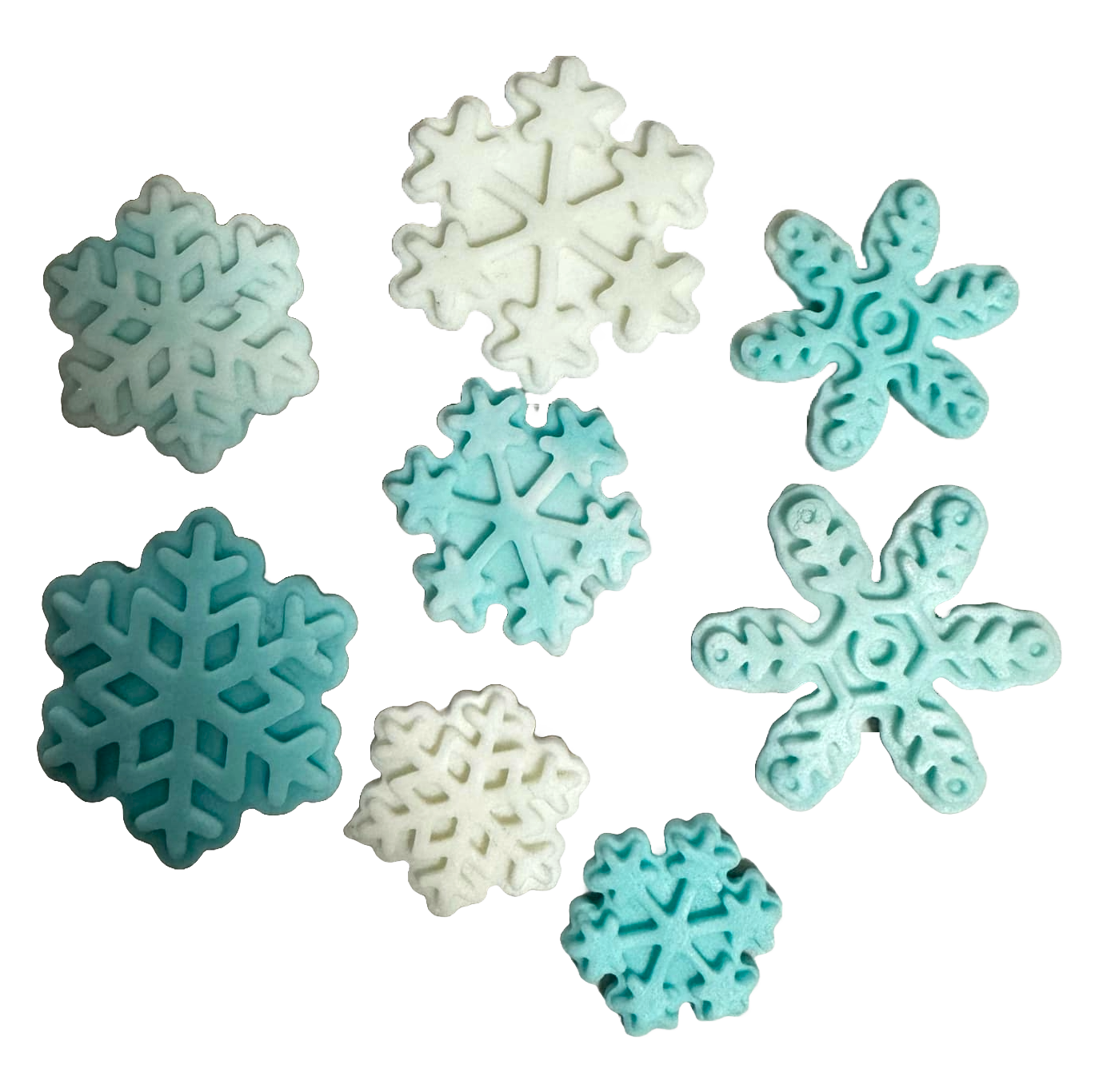 Sada 8 jedlých cukrových dekorací, dekorace z cukrové pasty Snowflakes Naty Shop
