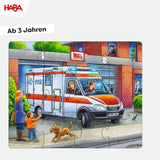 Hasičské puzzle HABA - 3dílná sada pro děti od 3 let Policejní a sanitní kartonové puzzle - podporuje jemnou motoriku a koncentraci - 1302759001 Puzzle Naty Shop