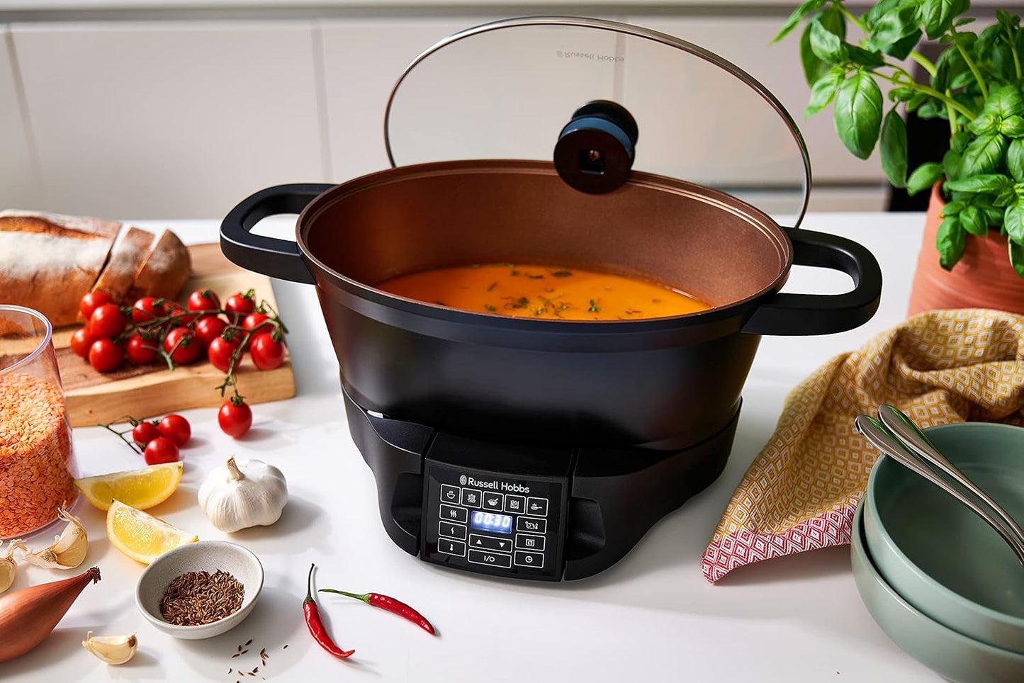 Multicooker Russell Hobbs 6,5L, digitální displej, 8 funkcí vaření Pomalý hrnec Naty Shop