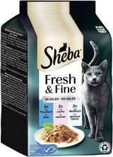 Sheba Portion Pouches Mokré krmivo pro kočky, Multipack Fresh & Fine v želé s MSC tuňákem a lososem, 6x6x50g - Zdravá jídla pro kočky s želé