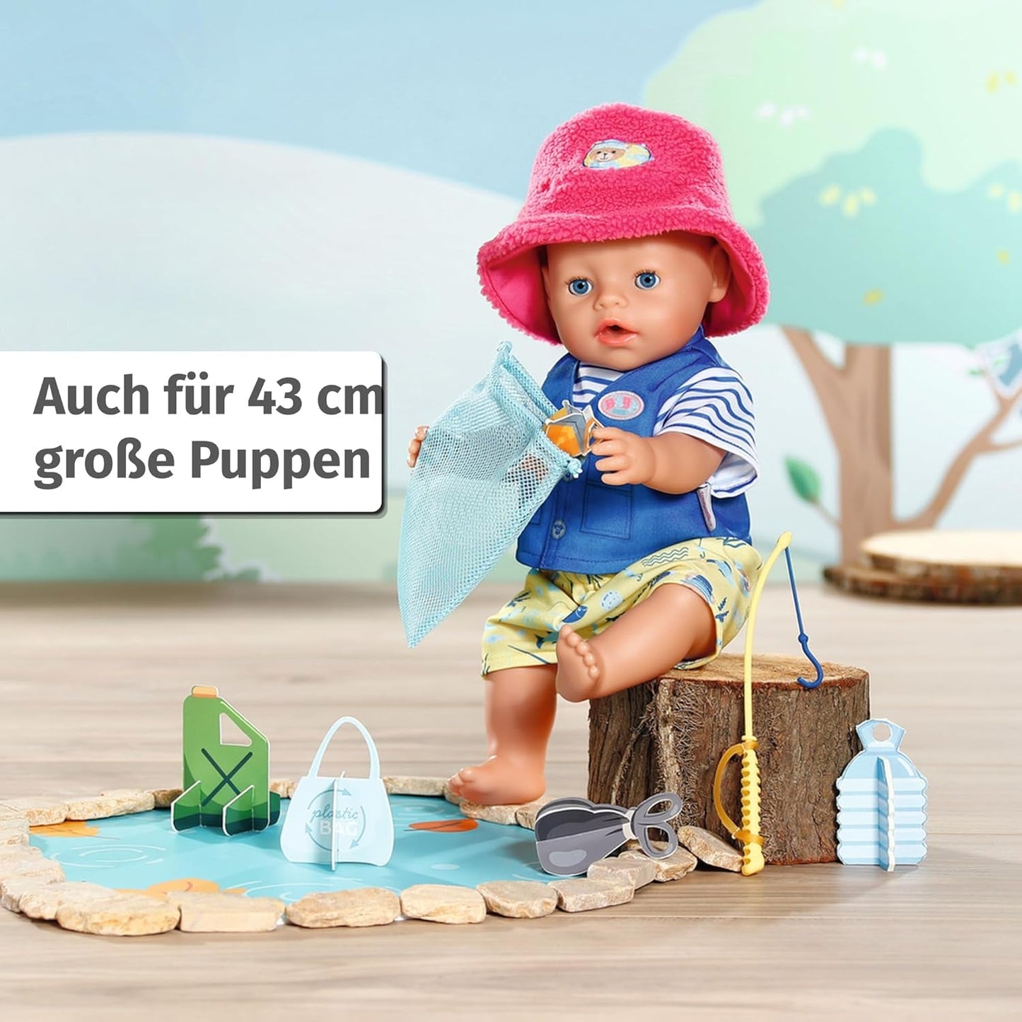 Kostým Baby Born Teddy Angler s rybářským prutem pro panenky 43 cm a medvídka, 835982 Zapf Creation