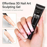 Makartt 3D Nail Art Gel - Kamínkový lepicí gel 15G na klíčenky na nehty, Multifunkční gel na tvarování nehtů pro vlastní úpravu nehtů, modeláž nehtů na modeláž nehtů doma (transparentní)