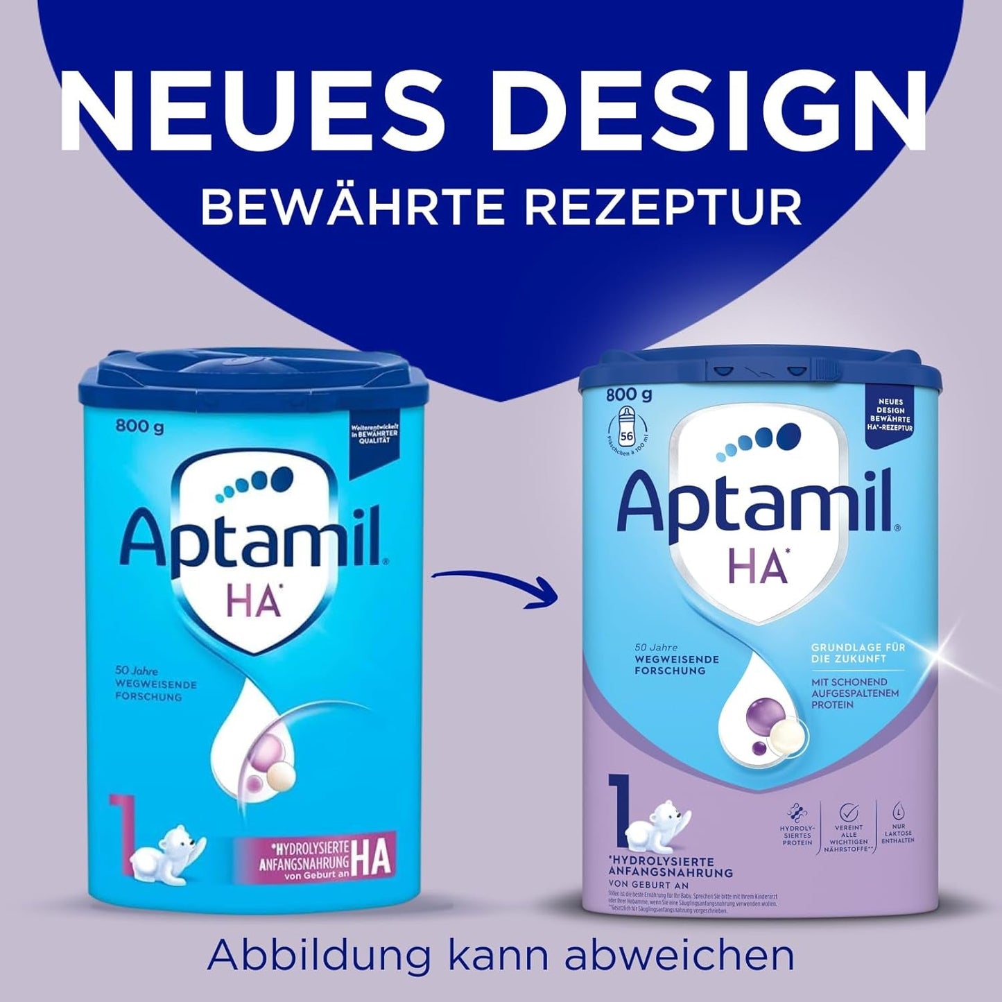 Aptamil HA 1 - kojenecká výživa od narození, s DHA, bez laktózy, bez palmového oleje, dětská výživa, sušené mléko, 1 x 800 g