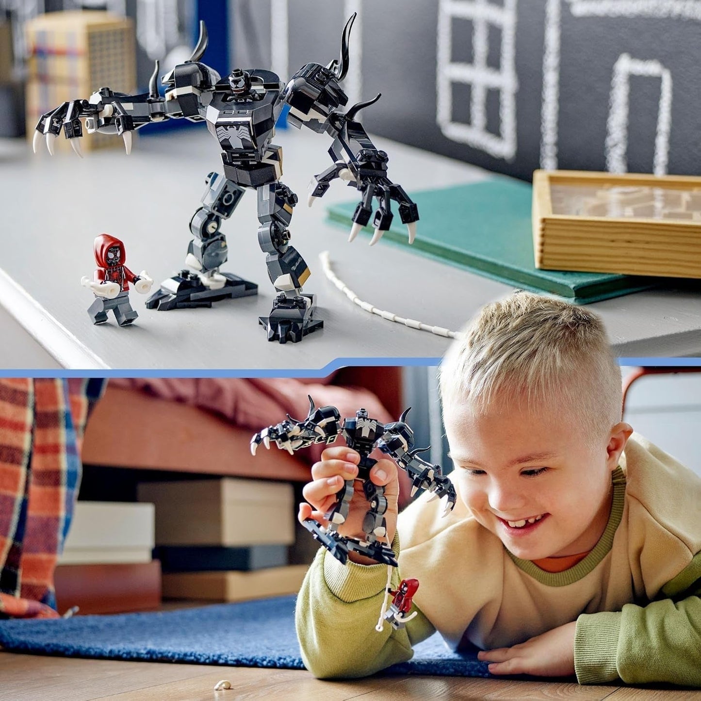 LEGO Marvel Venom Mech vs. Miles Morales Pohyblivé akční figurky pro děti Sada Spider-Man s minifigurkami Superhrdina Duel Hračka Dárek pro chlapce a dívky 6 let 76276 Stavebnice Besuche den LEGO-Store