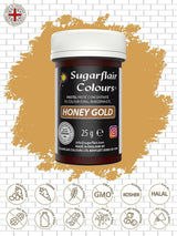 Potravinářské barvivo na těstoviny Sugarflair, pastelová barva Honey Gold, potravinářské barvivo na těstoviny na fondán a marcipán, koncentrované barvy Spectral - 25 g