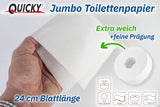 Quicky Jumbo 2vrstvý toaletní papír, Ø 25 cm, zářivě bílý, reliéfní s jemnými tečkami, 6 rolí - savý a odolný proti roztržení pro maximální hygienu, ideální pro veřejné instituce a průmysl