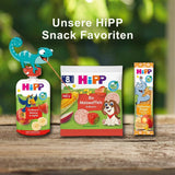 HiPP Bio lisovatelný ovocný sáček s jahodami a banány v jablečné barvě - Theo Tukan (8 x 100g), od 1 roku, 100% ovocné pyré, bez přidaného cukru, vegan, nejlepší bio kvalita