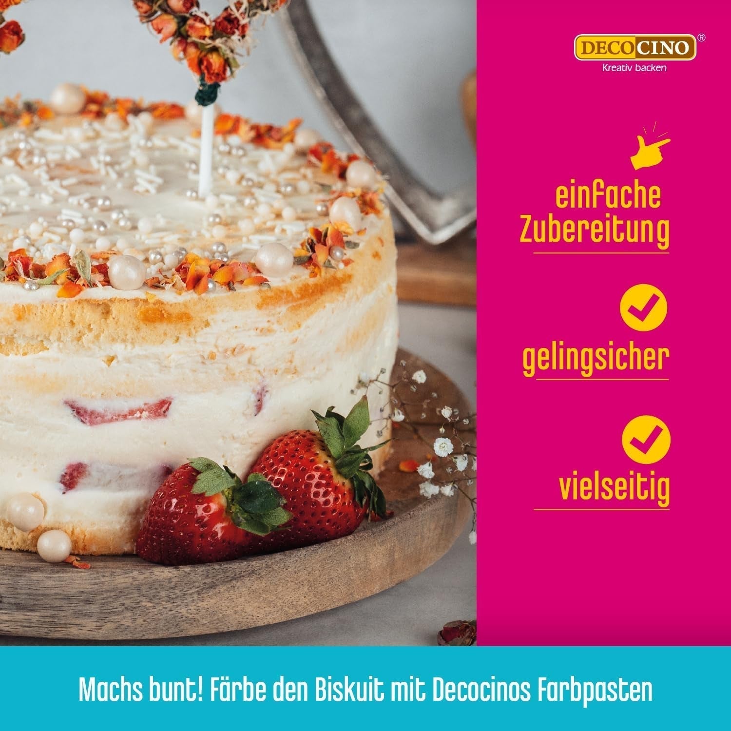DECOCINO Biscuit Backmischung (250 G) – Einfache Zubereitung – Gelingsicher – Zum Backen Von Luftigen Biskuitböden, Creme-Torten, Biskuitrollen Uvm. Obchod Naty