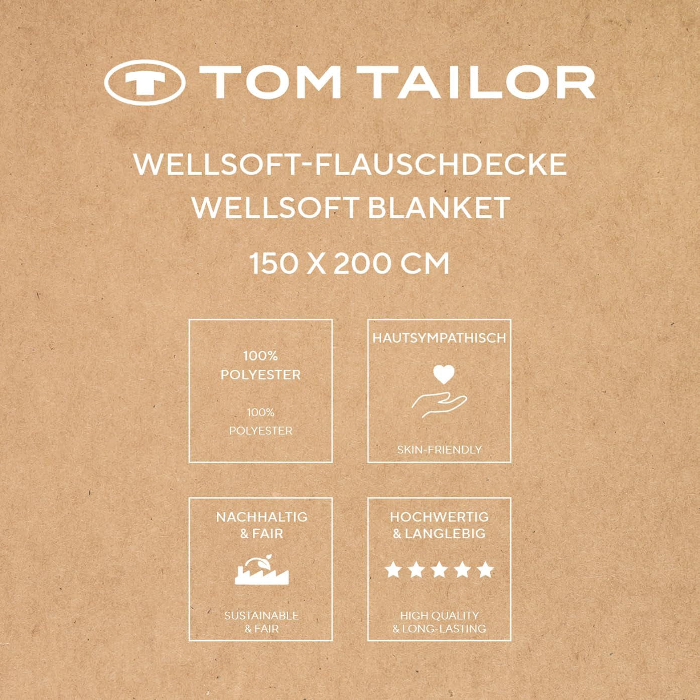 TOM TAILOR Wellsoft deka, 150X200 cm, 100% Polyester/ Wellsoft, vyšívané logo, WELLSOFT BLANKET Orange (Warm Coral) Deky a přikrývky Naty Shop