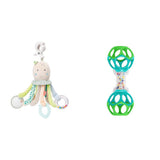 Fehn Chobotnice Activity Toy – motorická hračka pro miminka do kočárku a Bright Starts, míček, chrastítko s míčky na chůzi, interaktivní hračka Bebe Toys Naty Shop balíček hraček na chobotnici