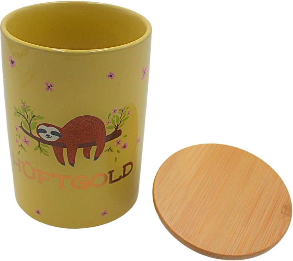 Dekohelden24 Elegantní keramický úložný box/káva/čerstvé potraviny/sušenky Hüftgold. Motiv: jen tak. Rozměry: V/Ø 15,6 x 11 cm. Naty Shop boxy na skladování potravin
