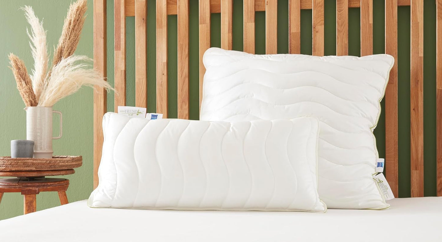 Badenia Trendline Eco Polštář Aerelle Blue 80 X 80 Cm, bílá, certifikace Oeko-Tex, vyrobeno podle německé normy kvality Naty Shop standardní polštáře 80 X 80 Cm