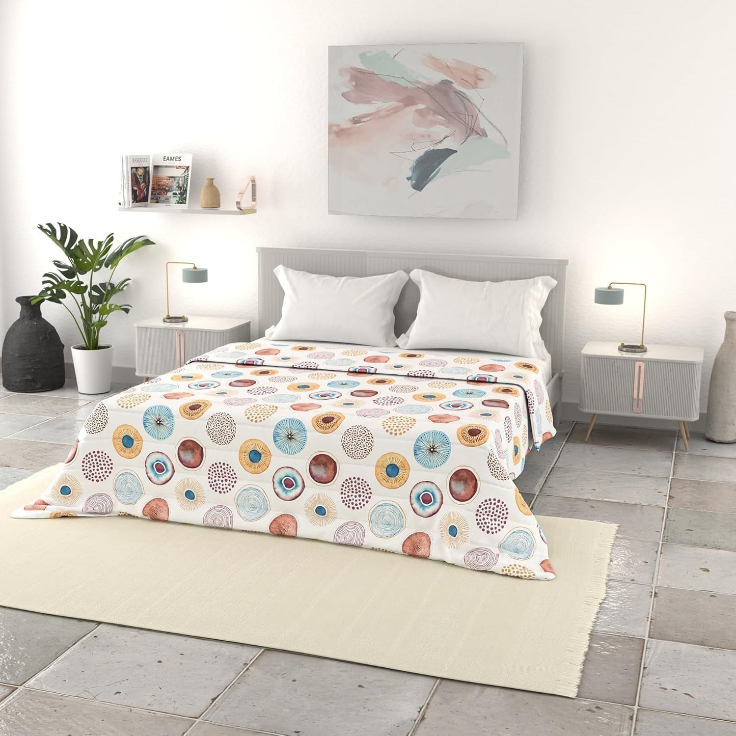 Italské povlečení základní letní přikrývka, potištěné mikrovlákno, 250X240Cm, kruh Peřiny a přikrývky Naty Shop Circle 250X240Cm