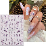JMEOWIO 3D Nálepka na nehty Blumen Nálepka na nehty Selbstklebend Nagelaufkleber 5D Stereoskopické jarní letní dekorace Nageldesign Zubehör 4 Blatt