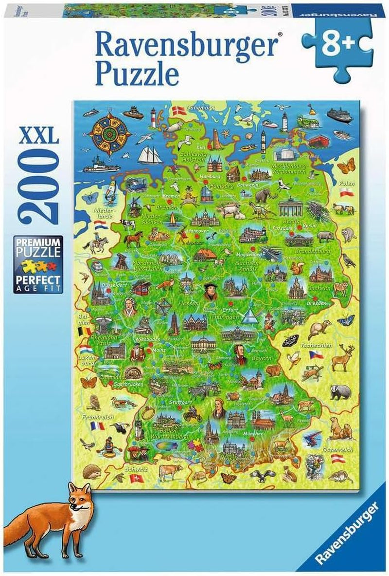Dětské puzzle Ravensburger – barevná mapa Německa – 200dílné puzzle pro děti od 8 let Puzzle Naty Shop Výchozí název