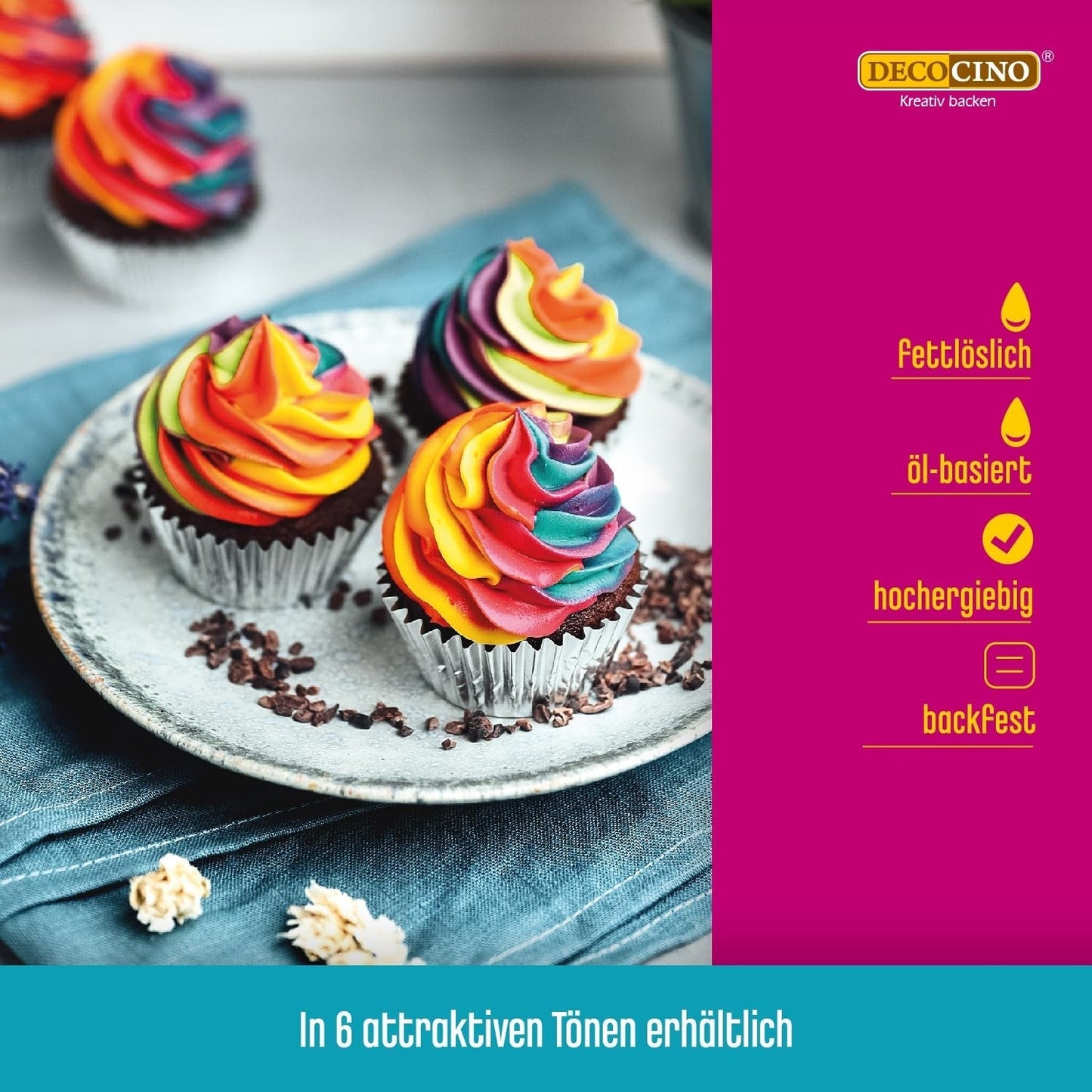 DECOCINO Červená barvicí pasta rozpustná v tucích - 15 g - Potravinářské barvivo na olejové bázi, ideální pro barvení čokolády, máslového krému, fondánu nebo těsta na sušenky (balení 3 ks)