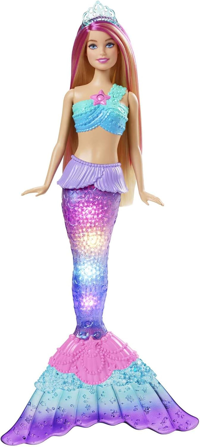 Barbie Dreamtopia Magic Light panenka mořské panny s blond vlasy, panenka Barbie s ocasem mořské panny, vhodná jako dárek pro děti od 3 let, HDJ36