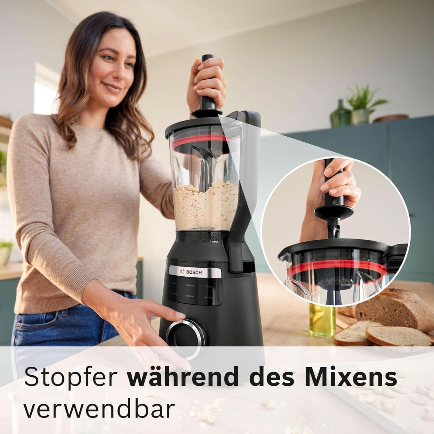 Vysokorychlostní stojanový mixér Vitapower Serie 6 MMBD665B1, 45 000 U/min, 6 programů Inkl Heiße Suppe & Reinigung, 2 L Mixbehälter, Stopfer, Spülmaschinenfeste Teile, Made in Europe, 1800 W, Schwarz Kitchen Naty Shop