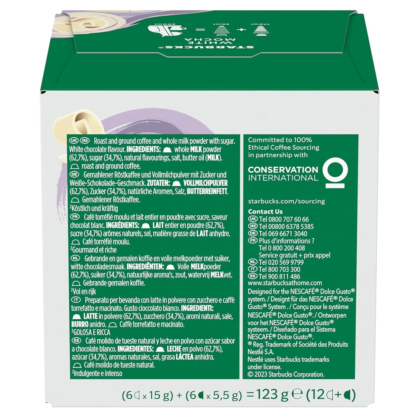 STARBUCKS White Mocha od Nescafé Dolce Gusto Kaffeekapseln 6 x 12 (72 Kapseln)