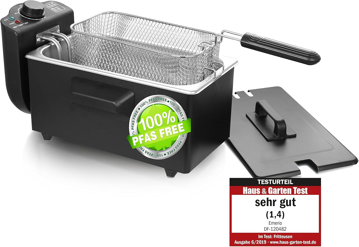 Fritéza na olej Emerio 3,0 l s technologií Cold Zone Technology, 2000 W Domácí spotřebiče Naty Shop Black