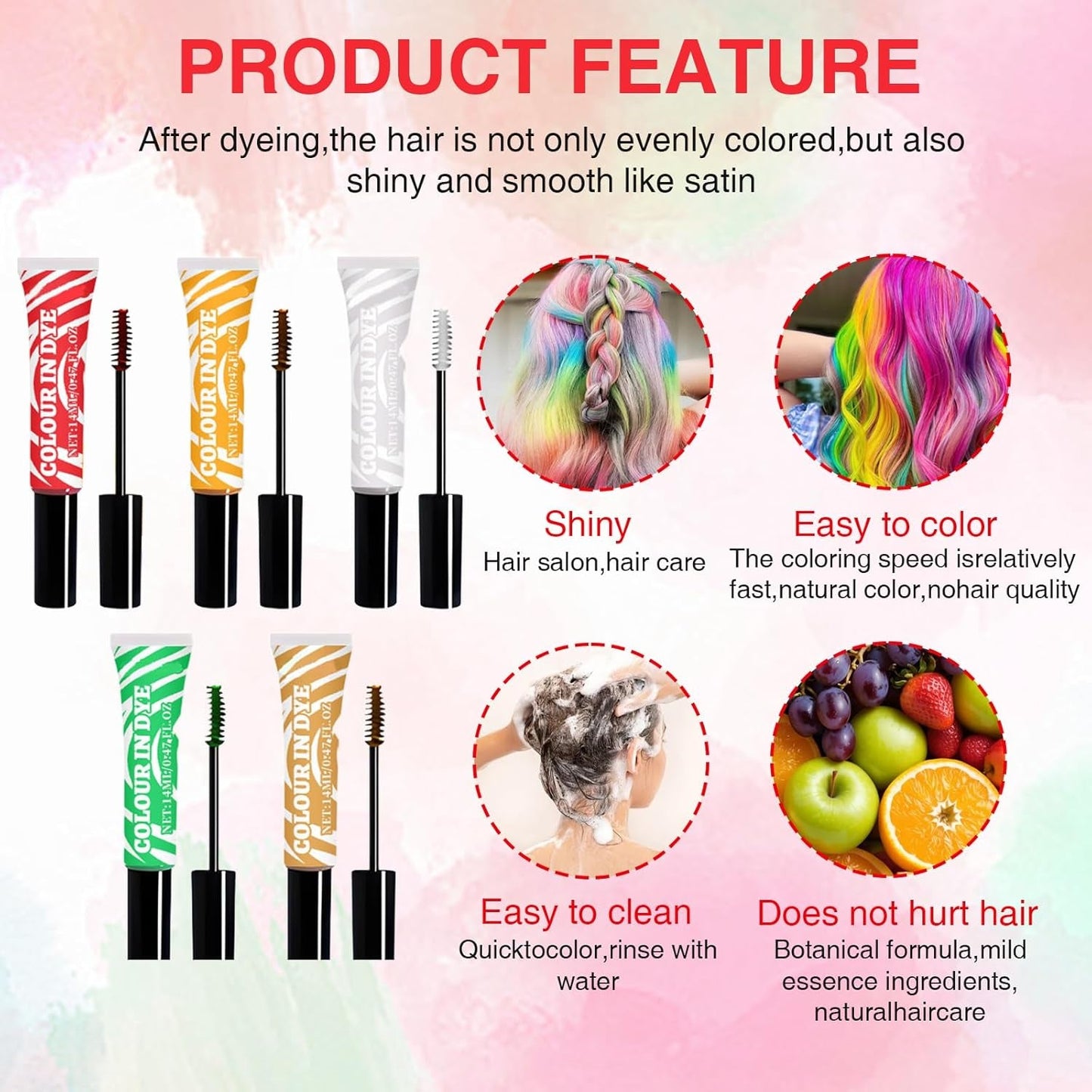 5 barev Dětská Dočasná barva na vlasy Smývatelná barevná řasenka Hair Chalk Salon Hair Dye Shop Naty Shop
