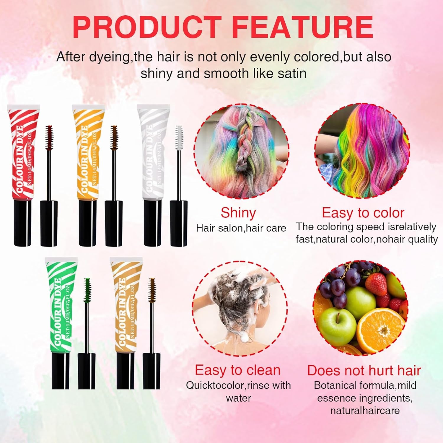 5 barev Dětská Dočasná barva na vlasy Smývatelná barevná řasenka Hair Chalk Salon Hair Dye Shop Naty Shop