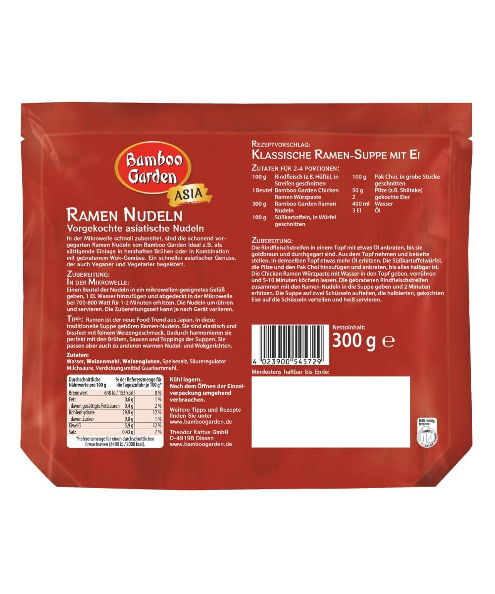 Bambusová zahrada - Předvařené nudle Ramen | Připraveno za 2 minuty | Vegani | 300 g v sáčku