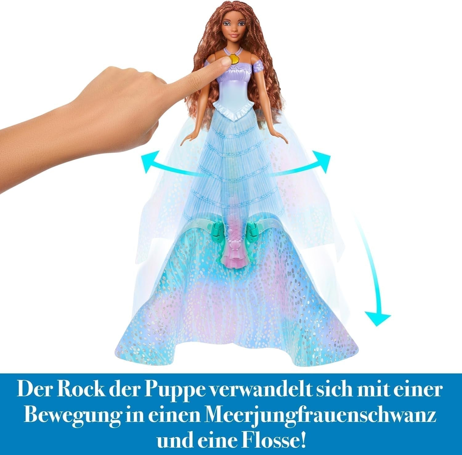 Panenka Mattel Disney princezna Ariel, inspirovaná filmem Malá mořská víla, Transformace: Hračka mořského muže, Mobil, Dárky Disney, 3 roky staré hračky, HLX13 Naty Shop Dolls