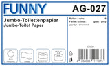 Funny AG-027 Jumbo toaletní papír, 1 vrstva, recyklovaný, průměr 28 cm (balení 6 ks)