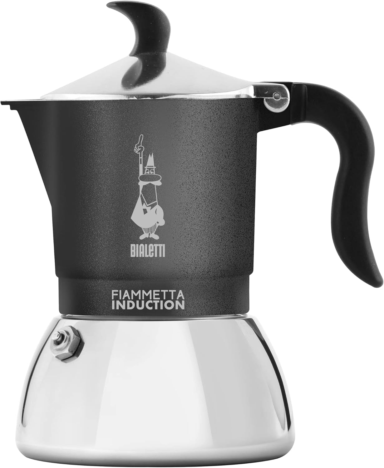 Indukční kávovar Bialetti Fiammetta, 2 šálky (100 ml), vhodný pro všechny typy varných desek, elegantní design, černá