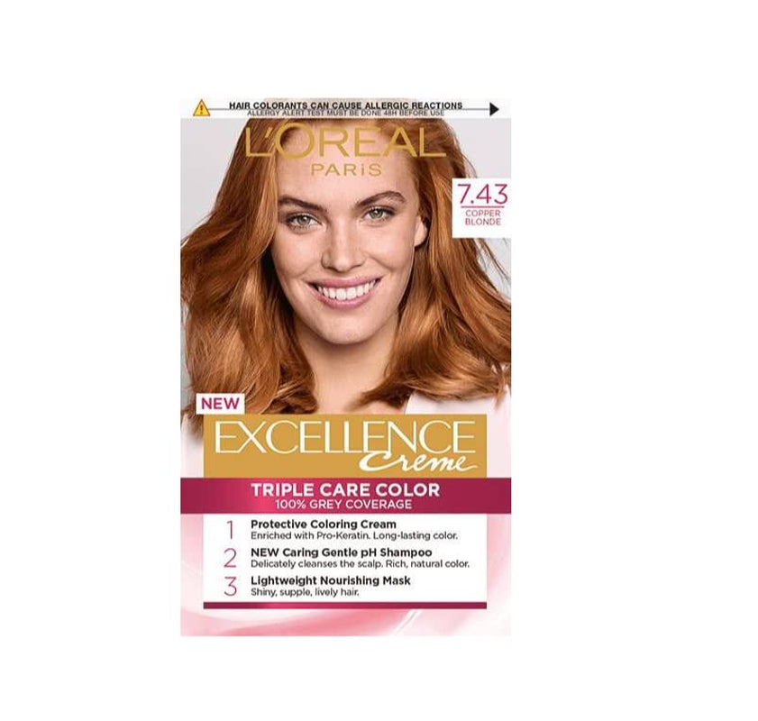 L'Oréal Paris Excellence Creme Coloration, 7,43 měděně zlatá blond, 1 balení (1 x 1 ks) Barva na vlasy Naty Shop Výchozí název