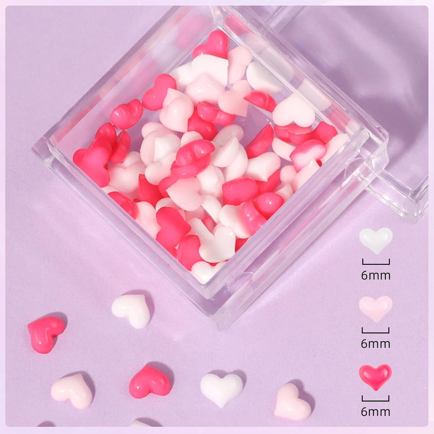 Makartt kamínkový adhezivní gel - 15ml sada UV lepidel na nehty s růžovými přívěsky na nehty Heart Circle šperky na nehty a příslušenství pro domácí manikúru dárek k Valentýnu