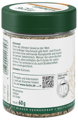 Fuchs Gewürze - Kümmel ganz - kräftiges Gewürz für Kohl- und Fleischgerichte oder zu Bratkartoffeln - přírodní složka - 60 g v wiederverwendbarer, recyclebarer Dávka