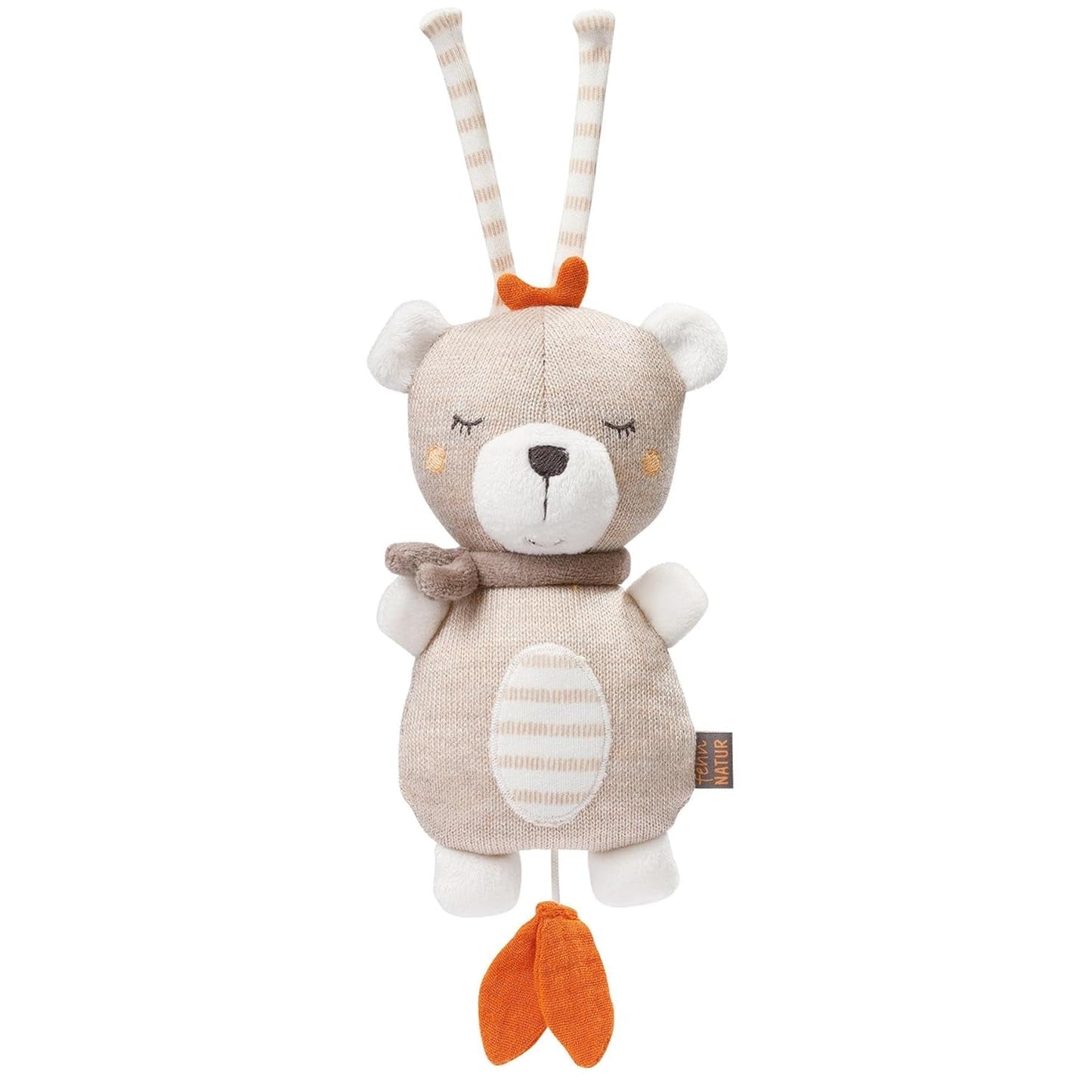 Fehn music box baby sleep aid ovečka - plyšová hračka s nástavcem - uspávací písnička "Brahms lullaby" - dětská hračka na cesty i domů - hudební hračky pro miminka a děti Baby Toys Naty Shop Teddy nature