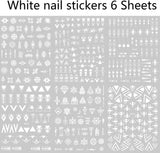 12 Blatt Nagelsticker Geometrisch Nagelaufkleber Selbtklebend Schwarz-Weißes Mysteriöses Dreieck Nail Art Sticker Dekoration Nageldesign Zubehör