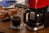 Espresso kávovar Ariete Moderna 1396 s filtrem pro přípravu americké kávy Až 15 šálků Skleněná karafa Topná deska LCD displej Vyjímatelné a omyvatelné filtry Bílé