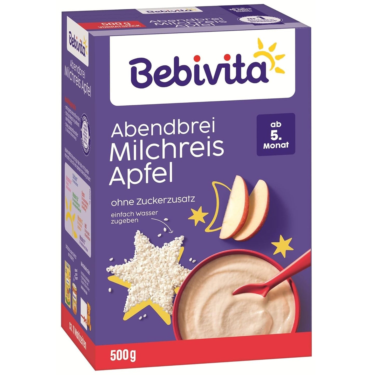 Rýžový nákyp s jablky a večerní kaší (4x500g), mléčná kaše od 5 měsíců, s cennými minerály a vitamíny, bez přidaného cukru, velmi zasytí