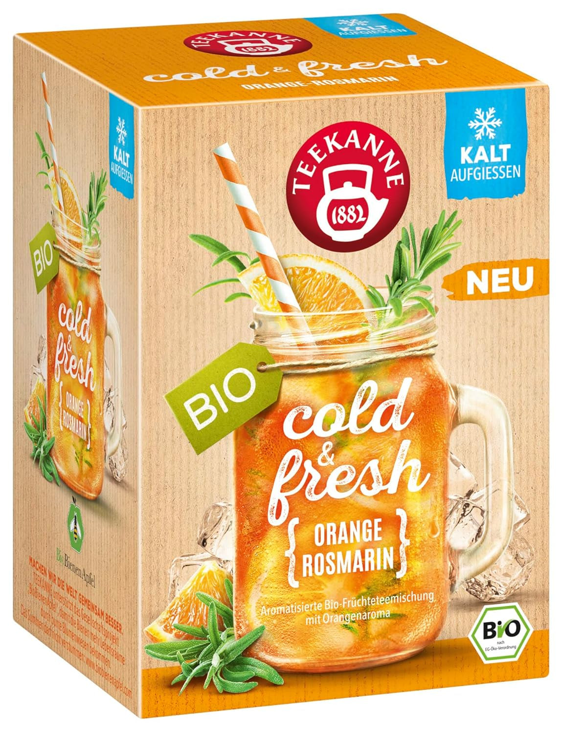 Teekanne Cold & Fresh BIO 4Er Mix - S novými odrůdami citron-máta, broskev-maracuja, pomeranč-rozmarýn, grapefruit-máta-zázvor (4 X 45G)